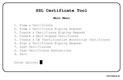 Certificate Tool Main Menu