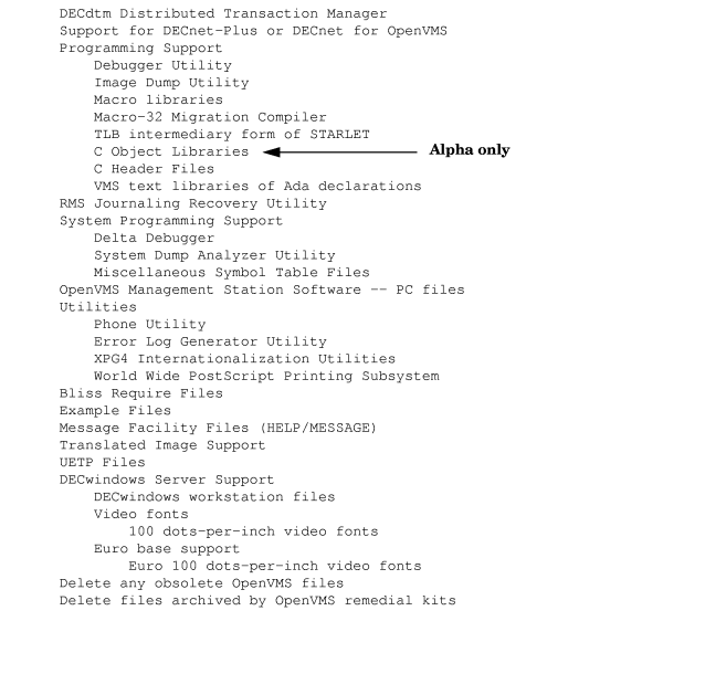 Component Options and Suboptions